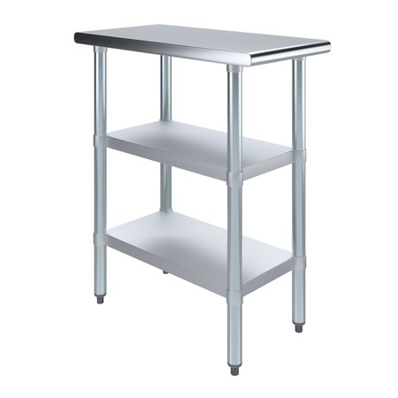 AMGOOD 30x15 Prep Table with Stainless Steel Top and 2 Shelves AMG WT-3015-2SH
